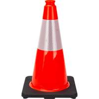 C&ocirc;ne de signalisation de premi&egrave;re qualit&eacute;, 18", Orange, Bande(s) r&eacute;fl&eacute;chissante(s) 6" SPOC Demo