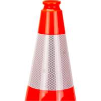 C&ocirc;ne de signalisation de premi&egrave;re qualit&eacute;, 18", Orange, Bande(s) r&eacute;fl&eacute;chissante(s) 6" SPOC Demo