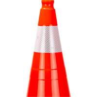 C&ocirc;ne de signalisation de premi&egrave;re qualit&eacute;, 28", Orange, Bande(s) r&eacute;fl&eacute;chissante(s) 4" SPOC Demo