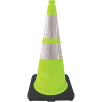 C&ocirc;ne de signalisation de premi&egrave;re qualit&eacute;, 28", Vert lime, Bande(s) r&eacute;fl&eacute;chissante(s) 4" & 6" SPOC Demo
