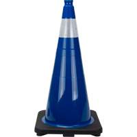 C&ocirc;ne de signalisation de premi&egrave;re qualit&eacute;, 28", Bleu, Bande(s) r&eacute;fl&eacute;chissante(s) 4" SPOC Demo