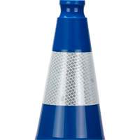 C&ocirc;ne de signalisation de premi&egrave;re qualit&eacute;, 28", Bleu, Bande(s) r&eacute;fl&eacute;chissante(s) 4" SPOC Demo
