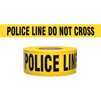Ruban pour barricade de calibre entrepreneur "Police Line Do Not Cross", Anglais, 3" la x 1000' lo, 2 mils, Noir sur jaune SPOC Demo