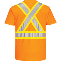 Contrast-Striped Safety T-Shirt, Polyester, Small, High Visibility Orange SPOC Demo