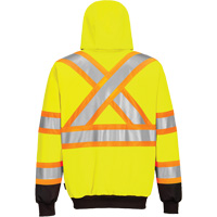 Chandail de s&eacute;curit&eacute; &agrave; capuchon avec bandes contrastantes, Petit, Noir/Jaune lime haute visibilit&eacute; SPOC Demo