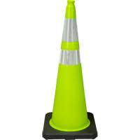 C&ocirc;ne de signalisation de premi&egrave;re qualit&eacute;, 36", Vert lime, Bande(s) r&eacute;fl&eacute;chissante(s) 4" & 6" SPOC Demo