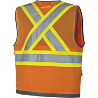 Pioneer Mesh Back Zip Front Surveyor Safety Vest, High Visibility Orange, Small, Polyester SPOC Demo