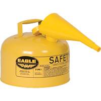 Safety Can for Diesel with Funnel, Type I, Galvanized Steel, 2.5 US gal., Yellow, FM Approved/UL/ULC Listed SPOC Demo