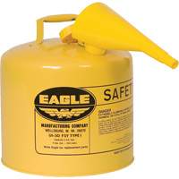 Safety Can for Diesel with Funnel, Type I, Galvanized Steel, 5 US gal., Yellow, FM Approved/UL/ULC Listed SPOC Demo