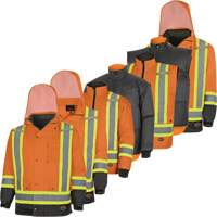 5056 Pioneer&reg; Yukon 7-in-1 Waterproof Winter Safety Parka, Polyester, Black/High Visibility Orange, X-Small SPOC Demo