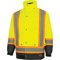 5057 Pioneer&reg; Yukon 7-in-1 Waterproof Winter Safety Parka, Polyester, Black/High Visibility Lime-Yellow, X-Small SPOC Demo