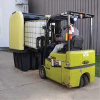 Yellow Roll Top Hardcover Spill Pallet, 65" L x 65" W x 101" H, 5000 lbs. Load Capacity SPOC Demo