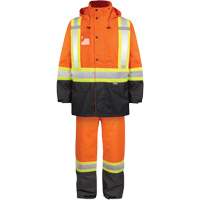 High-Visibility 150-Deniers Rain Suit, Polyester, Small, High Visibility Orange SPOC Demo