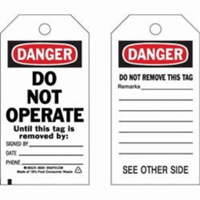 Self-Laminating Safety Tags, Polyester, 3" W x 5-3/4" H, English SPOC Demo