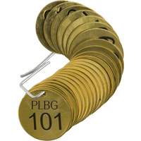 &eacute;tiquettes num&eacute;rot&eacute;es pour vannes PLPG, # 101-125, Laiton, 1,5" dia. SPOC Demo