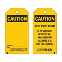 Accident Prevention Tags, Polyester, 3" W x 5-3/4" H, English SPOC Demo