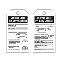"Confined Space" Tags, Polyester, 3" W x 5-3/4" H, English SPOC Demo