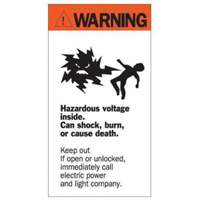 "Warning Hazardous Voltage" Sign, 8" x 4-1/2", Acrylic, English with Pictogram SPOC Demo