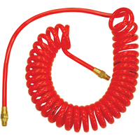 Flexcoil Self-Storing Polyurethane Air Hoses With Fittings, Air, 1/4" ID x 15' L, Polyurethane, 140 PSI at 23 °C SPOC Demo