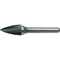 CLEVELAND Solid Carbide Burrs - Tree Shape Pointed End, SG-41, 1/8" Dia., 1/8" Shank, 1/4" Depth of Cut SPOC Demo