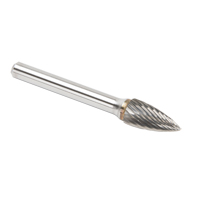 CLEVELAND Solid Carbide Burrs - Tree Shape Pointed End, SG-3, 9.53 mm Dia., 1/4" Shank SPOC Demo