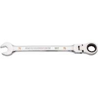 90-Tooth Flex Head Ratcheting Combination Wrench, 12 Point, 15 mm, Chrome Finish SPOC Demo