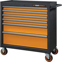 GSX Series Rolling Tool Cabinet, 6 Drawers, 36" W x 18-1/5" D x 37-2/5" H, Black/Orange SPOC Demo