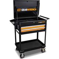 Chariot utilitaire, 2 tiroirs, 32-1/2" la x 42" h, Noir/Orange SPOC Demo