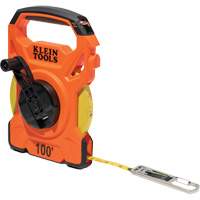 Open Reel Tape Measure with Single Hook & Carabiner, 1/2" x 100', 1/10" Graduations SPOC Demo