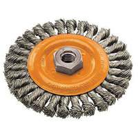 Wide Knotted Wire Wheel Brush, 4" Dia., 0.02" Fill, 5/8"-11 Arbor, Steel SPOC Demo