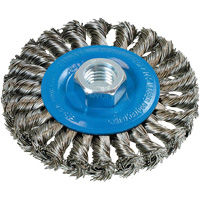 Wide Knotted Wire Wheel Brush, 5/8"-11 Arbor, Steel SPOC Demo