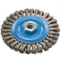 Wide Knotted Wire Wheel Brush, 5" Dia., 0.02" Fill, 5/8"-11 Arbor, Aluminum/Stainless Steel SPOC Demo