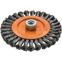 Wide Knotted Wire Wheel Brush, 5/8"-11 Arbor, Steel SPOC Demo