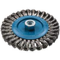 Wide Knotted Wire Wheel Brush, 6" Dia., 0.02" Fill, 5/8"-11 Arbor, Aluminum/Stainless Steel SPOC Demo