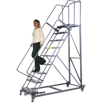 Heavy-Duty Stairway Slope Ladders, 10 Steps, Perforated, 50° Incline, 100" High SPOC Demo