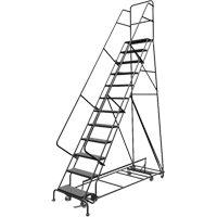 All Directional Rolling Ladder, 12 Steps, 24" Step Width, 120" Platform Height, Steel SPOC Demo