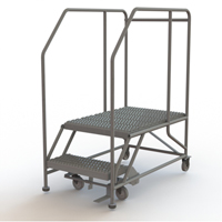 Mobile Work Platform, Steel, 2 Steps, 20" H, 35" D, 24" Step, Serrated SPOC Demo