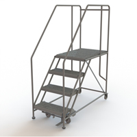 Mobile Work Platform, Steel, 4 Steps, 40" H, 35" D, 24" Step, Serrated SPOC Demo