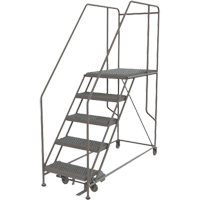 Mobile Work Platform, Steel, 5 Steps, 50" H, 35" D, 24" Step, Serrated SPOC Demo