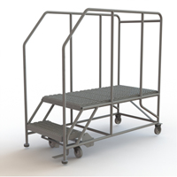 Mobile Work Platform, Steel, 2 Steps, 20" H, 47" D, 24" Step, Serrated SPOC Demo