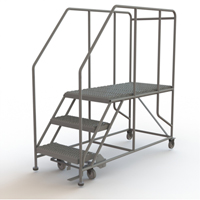Mobile Work Platform, Steel, 3 Steps, 30" H, 47" D, 24" Step, Serrated SPOC Demo