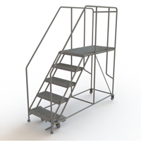 Mobile Work Platform, Steel, 5 Steps, 50" H, 47" D, 24" Step, Serrated SPOC Demo