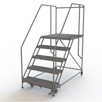 Mobile Work Platform, Steel, 5 Steps, 50" H, 36" D, 36" Step, Serrated SPOC Demo
