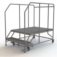 Mobile Work Platform, Steel, 2 Steps, 20" H, 48" D, 36" Step, Serrated SPOC Demo