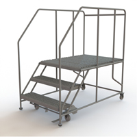 Mobile Work Platform, Steel, 3 Steps, 30" H, 48" D, 36" Step, Serrated SPOC Demo