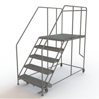 Mobile Work Platform, Steel, 5 Steps, 50" H, 48" D, 36" Step, Serrated SPOC Demo