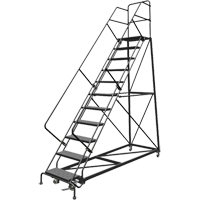 Safety Slope Rolling Ladder, 11 Steps, Perforated, 50° Incline, 110" High SPOC Demo