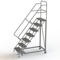Safety Slope Rolling Ladder, 7 Steps, Serrated, 50° Incline, 70" High SPOC Demo