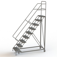 Safety Slope Rolling Ladder, 9 Steps, Serrated, 50° Incline, 90" High SPOC Demo