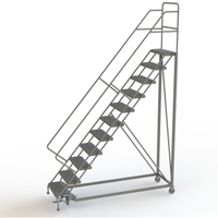 Safety Slope Rolling Ladder, 11 Steps, Serrated, 50° Incline, 110" High SPOC Demo